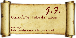 Gulyás Fabrícius névjegykártya