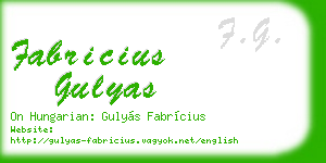 fabricius gulyas business card